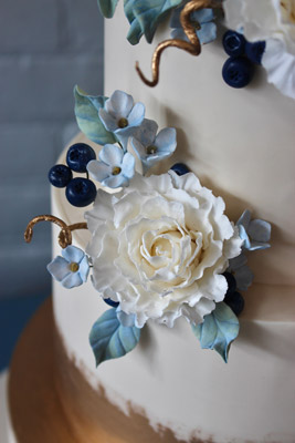 Closeup flowers on cake