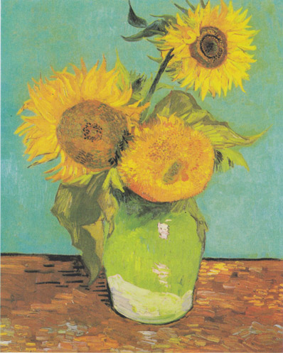 Van Gogh Drei Sonnenblumen in einer Vase