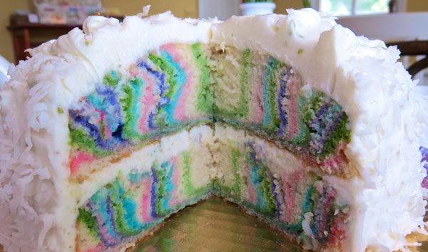 Rainbow Cake with piece missing