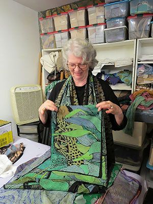 Janet showing fabric design