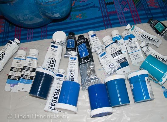 Blue paint tubes