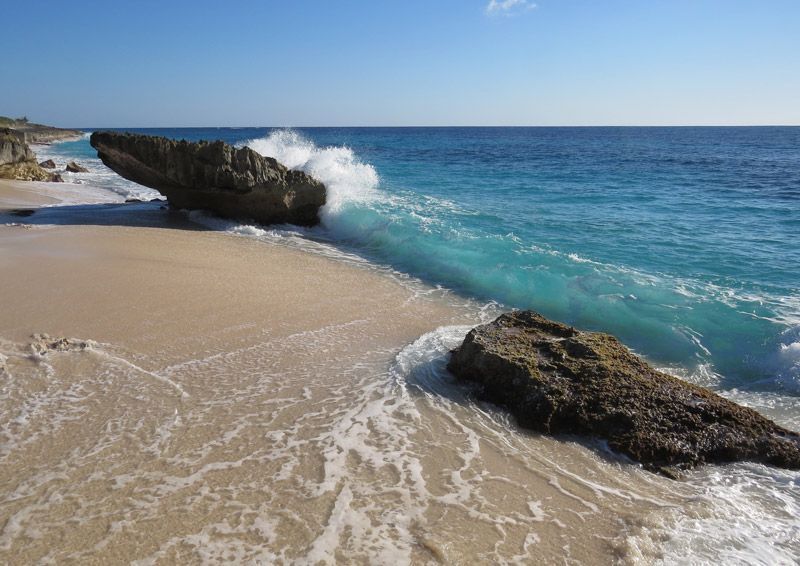 Beach at Abaco, Bahamas with aqua water